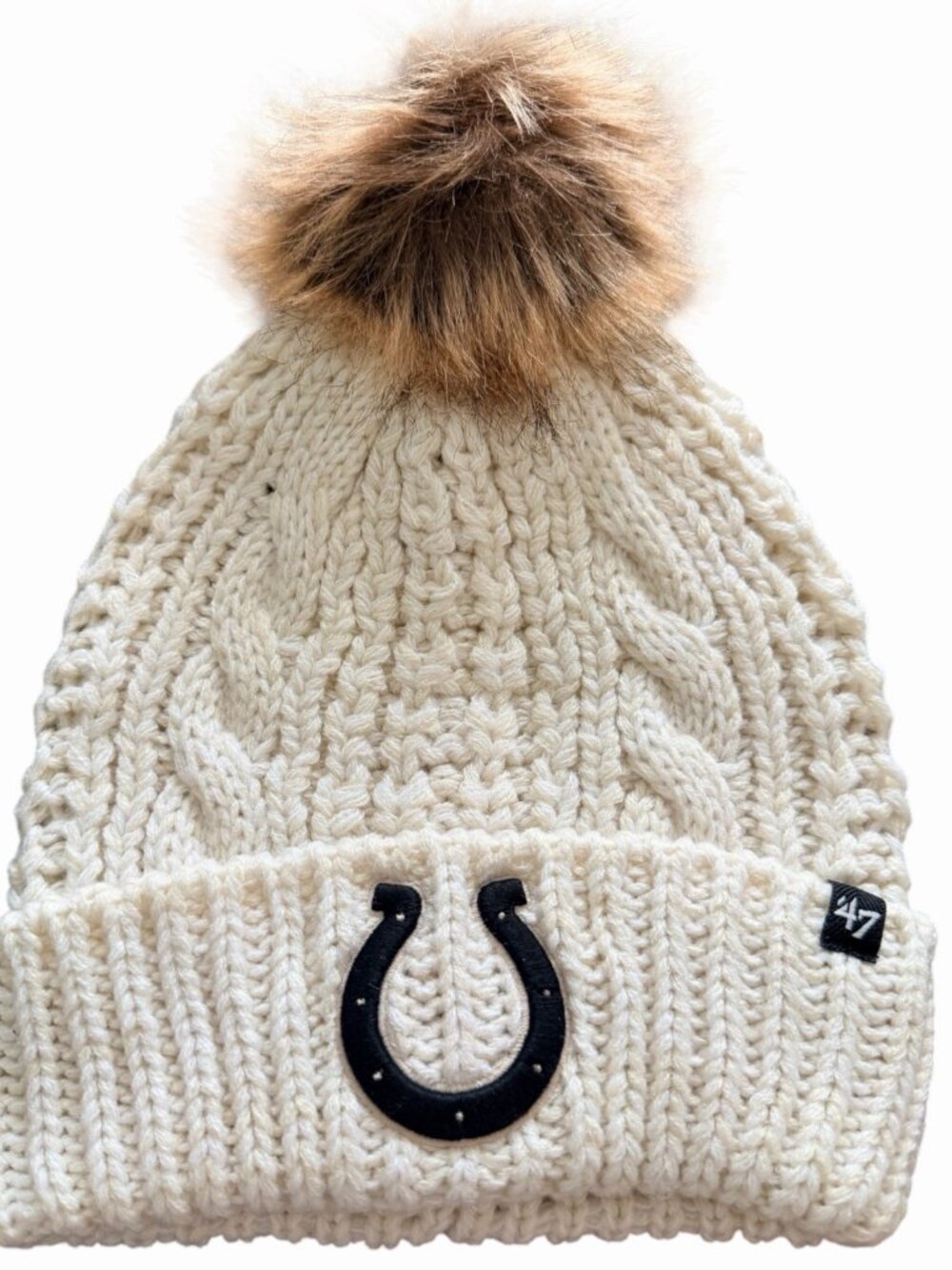 Women's '47 Brand Cream Indianapolis Colts Meeko Cuffed Knit Hat, One Size, NEW